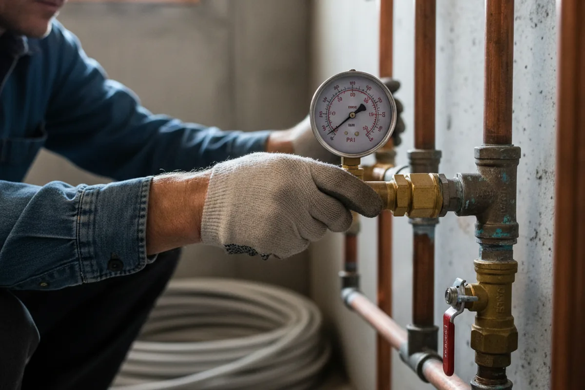 Pressure testing a repaired line during Water Line Repair in Epping